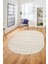 Düz Renk Sade Motifli Dijital Kaymaz Taban Yıkanabilir Oval Yolluk Salon Halısı, O-Sade-32-Krem, 5