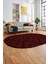 Düz Renk Sade Kilim Motifli Dijital Kaymaz Taban Yıkanabilir Oval Salon Halısı, O-Sade-33-Bordo, 1