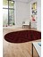 Düz Renk Sade Kilim Motifli Dijital Kaymaz Taban Yıkanabilir Oval Salon Halısı, O-Sade-33-Bordo, 3