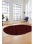Düz Renk Sade Kilim Motifli Dijital Kaymaz Taban Yıkanabilir Oval Salon Halısı, O-Sade-33-Bordo, 5