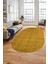 Düz Renk Sade Motifli Dijital Kaymaz Taban Yıkanabilir Oval Yolluk Salon Halısı, O-Sade-31-Sarı, 1