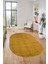 Düz Renk Sade Motifli Dijital Kaymaz Taban Yıkanabilir Oval Yolluk Salon Halısı, O-Sade-31-Sarı, 3
