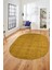 Düz Renk Sade Motifli Dijital Kaymaz Taban Yıkanabilir Oval Yolluk Salon Halısı, O-Sade-31-Sarı, 5