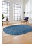 3D Baskılı Kaymaz Taban Yıkanabilir Kilim Desen Oval Yolluk Mutfak Salon Halısı, O-Sade-05-Mavi, 2