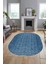 3D Baskılı Kaymaz Taban Yıkanabilir Kilim Desen Oval Yolluk Mutfak Salon Halısı, O-Sade-05-Mavi, 3