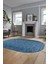 3D Baskılı Kaymaz Taban Yıkanabilir Kilim Desen Oval Yolluk Mutfak Salon Halısı, O-Sade-05-Mavi, 4