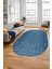 3D Baskılı Kaymaz Taban Yıkanabilir Kilim Desen Oval Yolluk Mutfak Salon Halısı, O-Sade-05-Mavi, 5