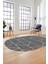 Baskılı Kaymaz Taban Yıkanabilir Çizgili Desen Oval Yolluk Mutfak Salon Halısı, O-Sade-06-Gri, 2