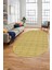 Kilim Desenli Sade Motifli Kaymaz Taban Yıkanabilir Oval Yolluk Salon Halısı, O-Sade-30-Sarı, 1