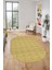 Kilim Desenli Sade Motifli Kaymaz Taban Yıkanabilir Oval Yolluk Salon Halısı, O-Sade-30-Sarı, 3