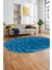 Baskılı Kaymaz Taban Yıkanabilir Sade Düz Desen Oval Yolluk Mutfak Salon Halısı, O-Sade-09-Mavi, 5