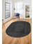 Dijital Baskı Kaymaz Yıkanabilir Sade Düz Renk Tasarım Oval Yolluk Salon Halısı, O-Sade-45-Antrasit, 2