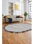 Düz Renk Sade Desen Çerçeveli Kaymaz Taban Yıkanabilir Oval Yolluk Salon Halısı, O-Sade-36-Kahve, 1