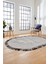 Düz Renk Sade Desen Çerçeveli Kaymaz Taban Yıkanabilir Oval Yolluk Salon Halısı, O-Sade-36-Kahve, 5