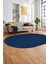 Düz Renk Sade Desen Motifli Kaymaz Taban Yıkanabilir Oval Yolluk Salon Halısı, O-Sade-26-Mavi, 3
