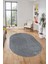 Düz Renk Sade Motifli Dijital Kaymaz Taban Yıkanabilir Oval Yolluk Salon Halısı, O-Sade-34-Gri, 2