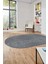 Düz Renk Sade Motifli Dijital Kaymaz Taban Yıkanabilir Oval Yolluk Salon Halısı, O-Sade-34-Gri, 3