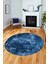 Dijital Kaymaz Taban Yıkanabilir Sade Motifli Yuvarlak Mutfak Salon Halısı, Y-Sade-16-Mavi, 4