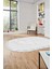 Düz Renk Sade Desen Çerçeveli Kaymaz Taban Yıkanabilir Oval Yolluk Salon Halısı, O-Sade-36-Beyaz, 3