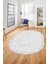 Düz Renk Sade Desen Çerçeveli Kaymaz Taban Yıkanabilir Oval Yolluk Salon Halısı, O-Sade-36-Beyaz, 4