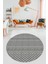 Kilim Desenli Dijital Kaymaz Yıkanabilir Sade Yuvarlak Mutfak Salon Halısı, Y-Sade-21-Gri, 1