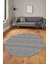 Kilim Desenli Dijital Kaymaz Yıkanabilir Sade Yuvarlak Mutfak Salon Halısı, Y-Sade-21-Gri, 5