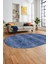 Düz Renk Sade Desenli Dijital Kaymaz Taban Yıkanabilir Oval Yolluk Salon Halısı, O-Sade-35-Mavi, 1