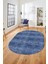 Düz Renk Sade Desenli Dijital Kaymaz Taban Yıkanabilir Oval Yolluk Salon Halısı, O-Sade-35-Mavi, 4
