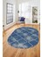 Dijital Baskı Kaymaz Yıkanabilir Sade Şık Motifli Oval Yolluk Mutfak Salon Halısı, O-Sade-41-Mavi, 3