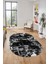 Düz Renk Sade Desen Dijital Kaymaz Taban Yıkanabilir Oval Yolluk Salon Halısı, O-Sade-25-Siyah, 4