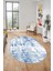 Dijital Baskı Kaymaz Yıkanabilir Sade Düz Renk Tasarım Oval Yolluk Salon Halısı, O-Sade-44-Mavi, 1
