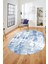 Dijital Baskı Kaymaz Yıkanabilir Sade Düz Renk Tasarım Oval Yolluk Salon Halısı, O-Sade-44-Mavi, 3