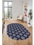 Dijital Baskı Kaymaz Yıkanabilir Sade Motifli Oval Yolluk Mutfak Salon Halısı, O-Sade-40-Mavi, 1