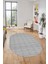 Kilim Desenli Sade Motifli Kaymaz Taban Yıkanabilir Oval Yolluk Salon Halısı, O-Sade-30-Gri, 3