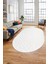Düz Renk Sade Desen Motifli Kaymaz Taban Yıkanabilir Oval Yolluk Salon Halısı, O-Sade-26-Beyaz, 2