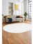 Düz Renk Sade Desen Motifli Kaymaz Taban Yıkanabilir Oval Yolluk Salon Halısı, O-Sade-26-Beyaz, 3