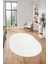 Düz Renk Sade Desen Motifli Kaymaz Taban Yıkanabilir Oval Yolluk Salon Halısı, O-Sade-26-Beyaz, 4