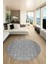 3D Dijital Kaymaz Taban Yıkanabilir Kilim Desen Yuvarlak Mutfak Salon Halısı, Y-Sade-05-Gri, 2