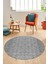 3D Dijital Kaymaz Taban Yıkanabilir Kilim Desen Yuvarlak Mutfak Salon Halısı, Y-Sade-05-Gri, 3