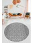 3D Dijital Kaymaz Taban Yıkanabilir Kilim Desen Yuvarlak Mutfak Salon Halısı, Y-Sade-05-Gri, 4