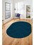 Dijital Baskı Kaymaz Yıkanabilir Sade Oval Yolluk Mutfak Koridor Salon Halısı, O-Sade-46-Mavi, 2