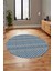 Kilim Desenli Dijital Kaymaz Yıkanabilir Sade Yuvarlak Mutfak Salon Halısı, Y-Sade-21-Mavi, 4