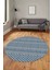 Kilim Desenli Dijital Kaymaz Yıkanabilir Sade Yuvarlak Mutfak Salon Halısı, Y-Sade-21-Mavi, 5