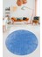 Dijital Kaymaz Taban Yıkanabilir Sade Düz Desen Yuvarlak Mutfak Salon Halısı, Y-Sade-14-Mavi, 2