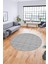 Kilim Desenli Sade Motifli Kaymaz Taban Yıkanabilir Yuvarlak Salon Halısı, Y-Sade-30-Gri, 1
