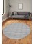 Kilim Desenli Sade Motifli Kaymaz Taban Yıkanabilir Yuvarlak Salon Halısı, Y-Sade-30-Gri, 4