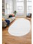 Düz Renk Sade Motifli Dijital Kaymaz Taban Yıkanabilir Oval Yolluk Salon Halısı, O-Sade-32-Beyaz, 1
