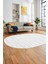 Düz Renk Sade Motifli Dijital Kaymaz Taban Yıkanabilir Oval Yolluk Salon Halısı, O-Sade-32-Beyaz, 2
