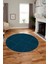 Dijital Baskı Kaymaz Yıkanabilir Sade Yuvarlak Mutfak Salon Halısı, Y-Sade-46-Mavi, 2