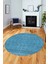 Dijital Kaymaz Taban Yıkanabilir Sade Desen Yuvarlak Mutfak Salon Halısı, Y-Sade-18-Mavi, 4